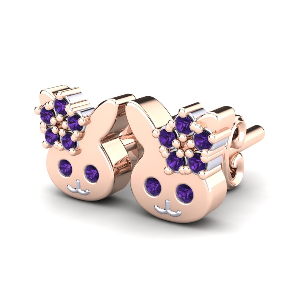 14k Rose & White Gold Amethyst Kid's Earring Cobi