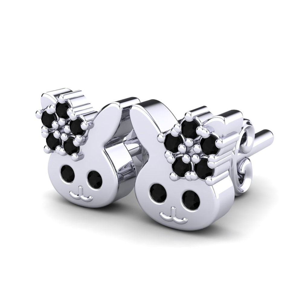 18k White Gold Black Diamond Kid's Earring Cobi