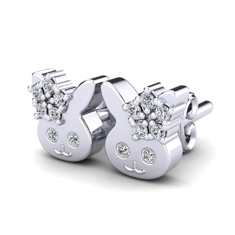 Or Blanc 14k Diamant De Synthèse Boucle d'oreille enfant Cobi