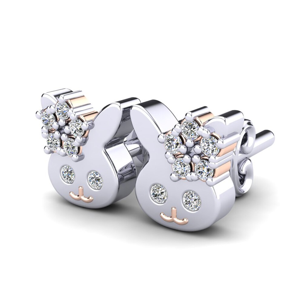 14k White & Rose Gold Lab Grown Diamond Kid's Earring Cobi