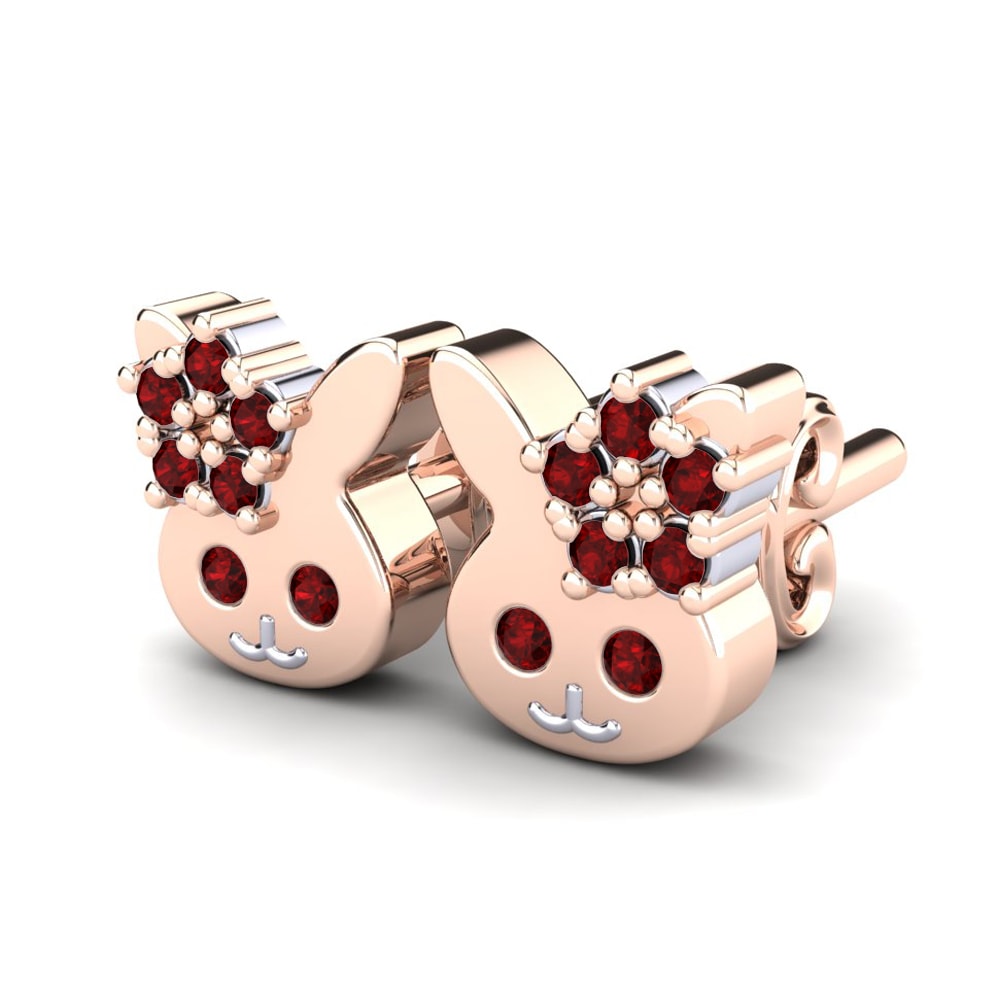 18k Rose & White Gold Ruby Kid's Earring Cobi