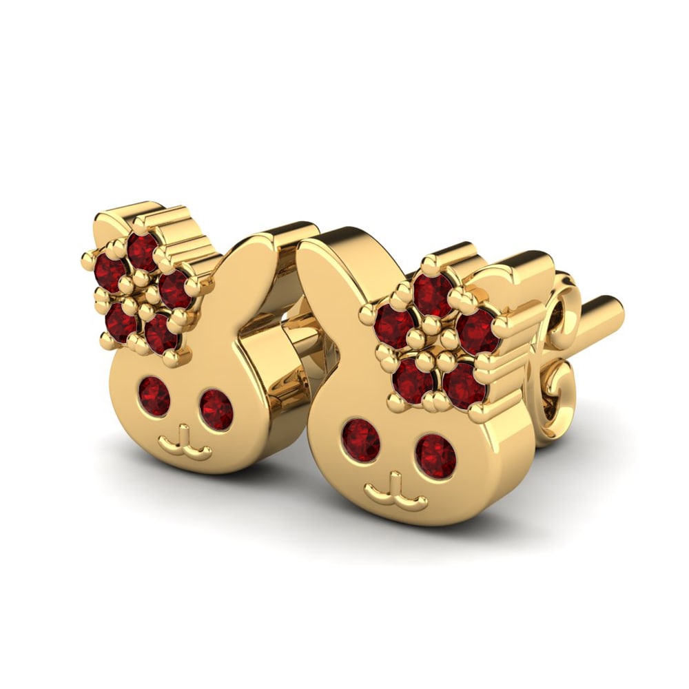 14ct Yellow Gold Ruby Kid's Earring Cobi