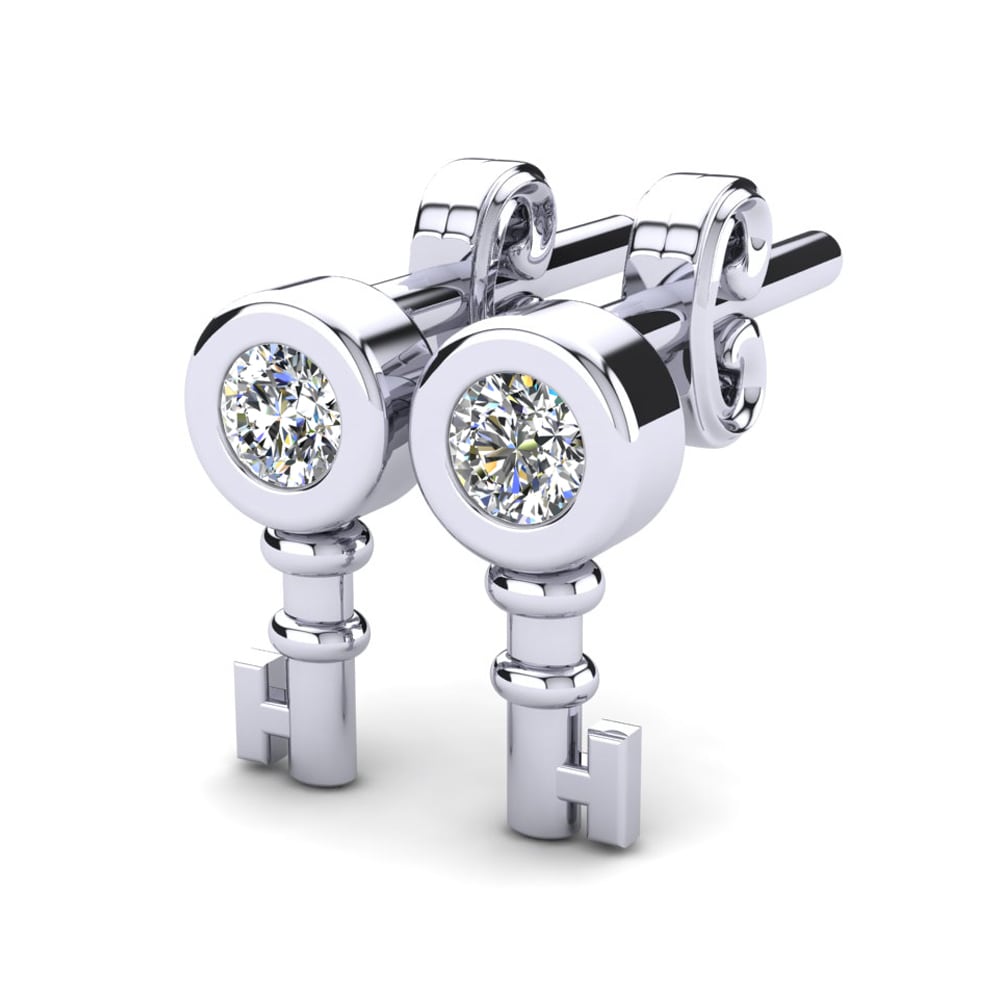 Or Blanc 14k Diamant De Synthèse Boucle d'oreille enfant Chitsa