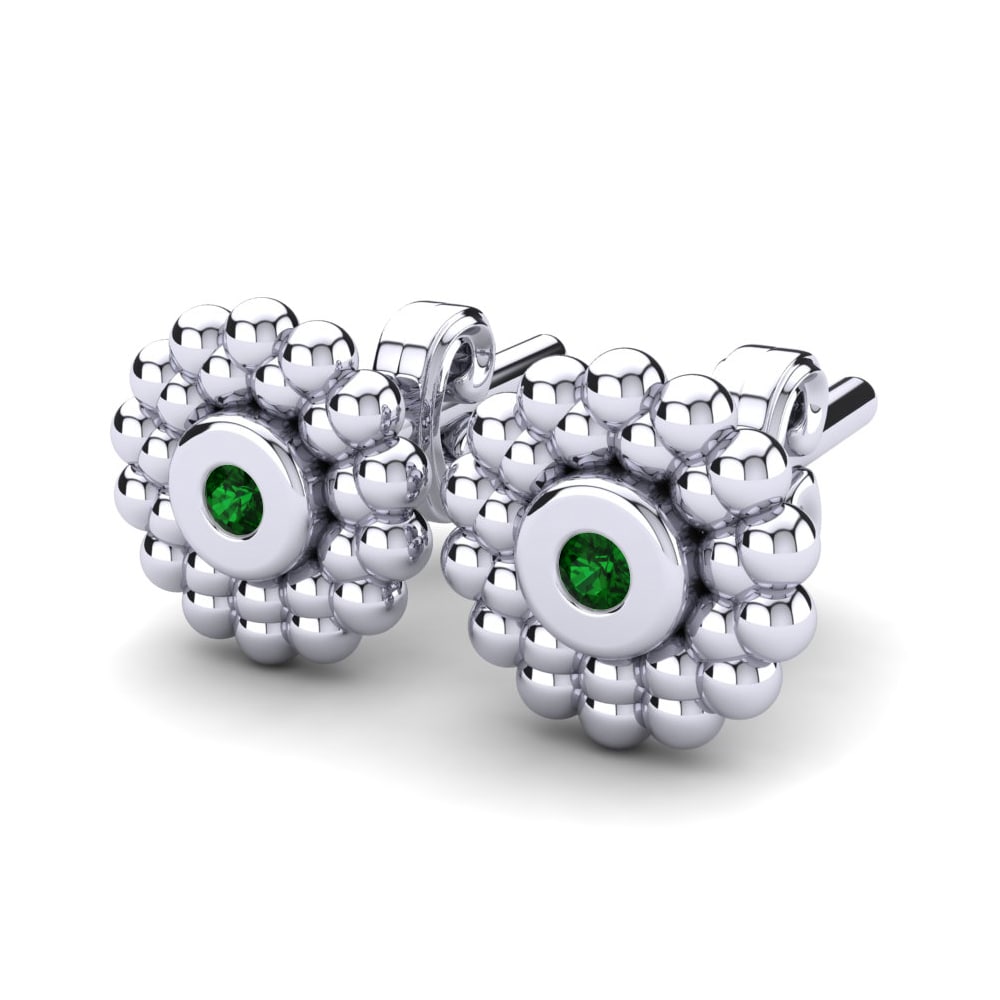 Or Blanc 14k Émeraude Boucle d'oreille enfant Chibuzo