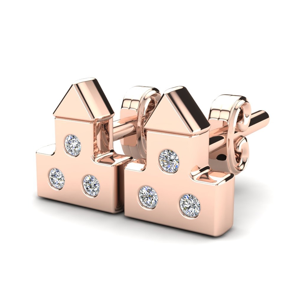Or rose 14k Diamant De Synthèse Boucle d'oreille enfant Cherymoya