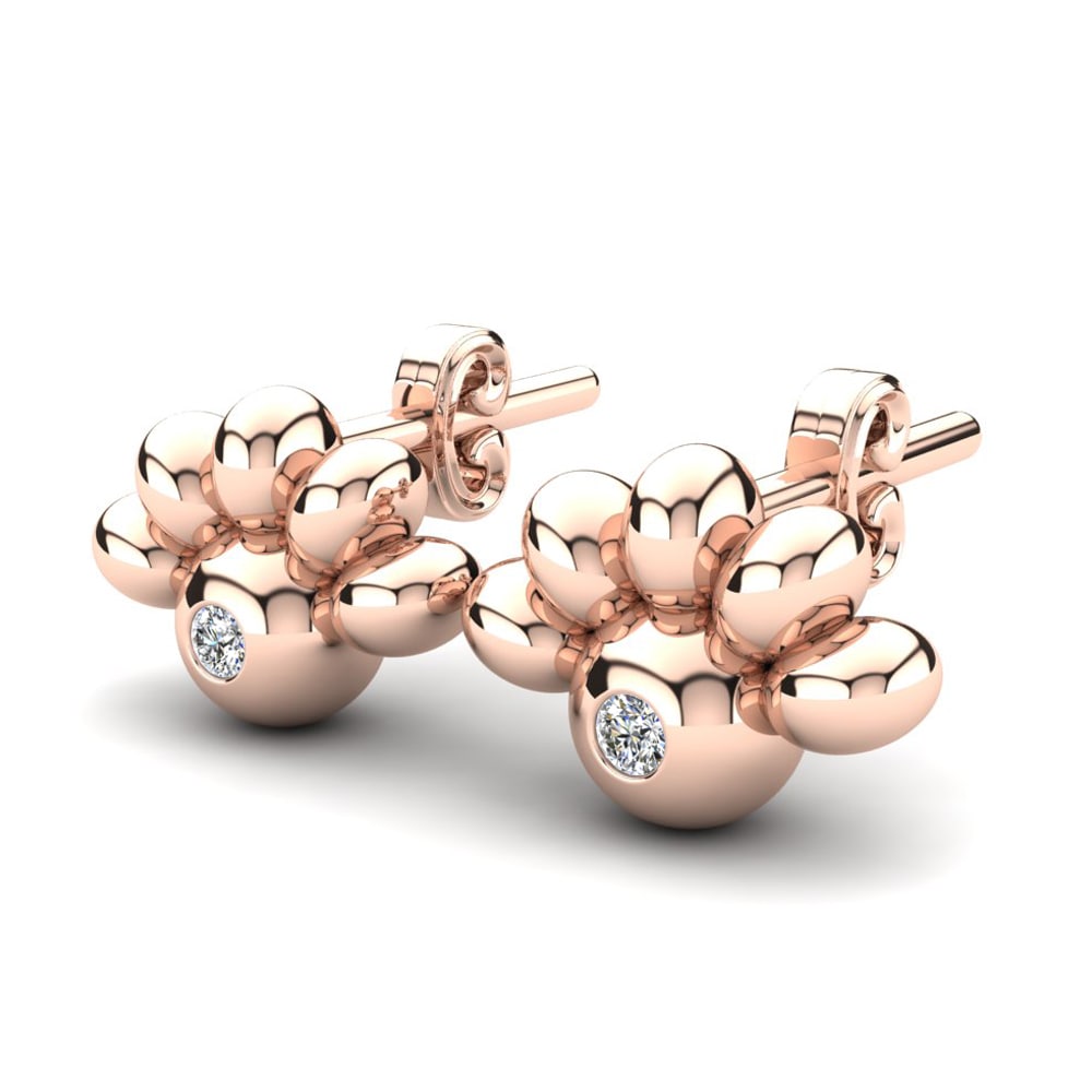 Or rose 14k Diamant De Synthèse Boucle d'oreille enfant Cheramie