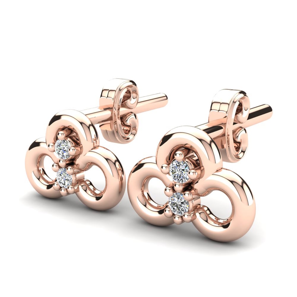 Or rose 14k Diamant De Synthèse Boucle d'oreille enfant Chebelita