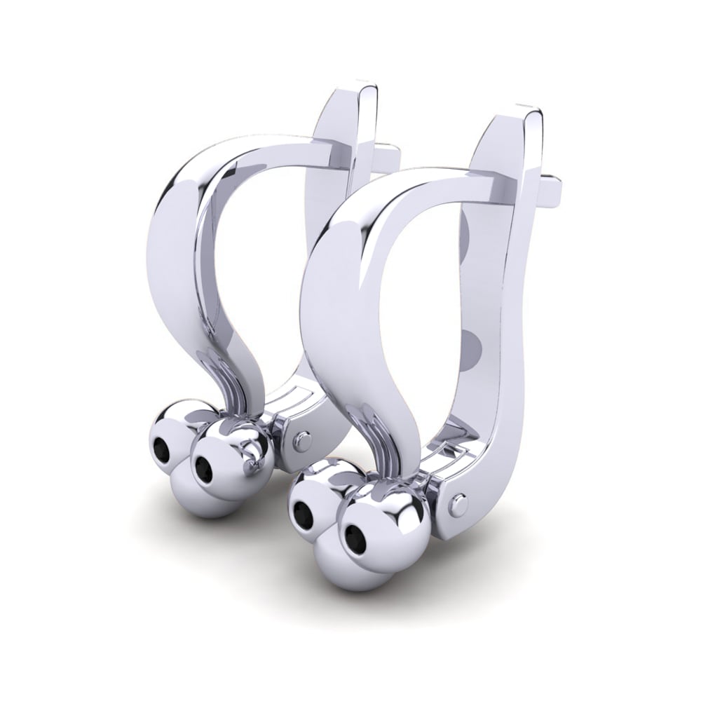 18k White Gold Black Sapphire Kid's Earring Charmica