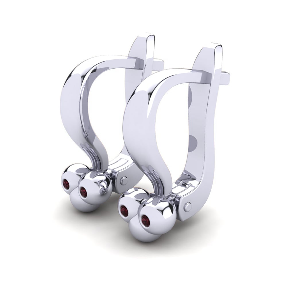 14k White Gold Garnet Kid's Earring Charmica