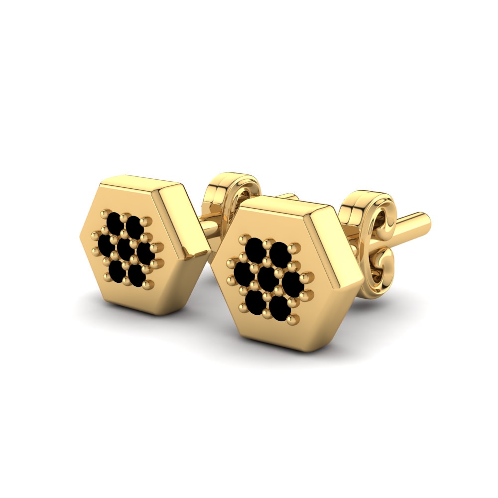 Or Jaune 14k Saphir noir Boucle d'oreille enfant Charmelle