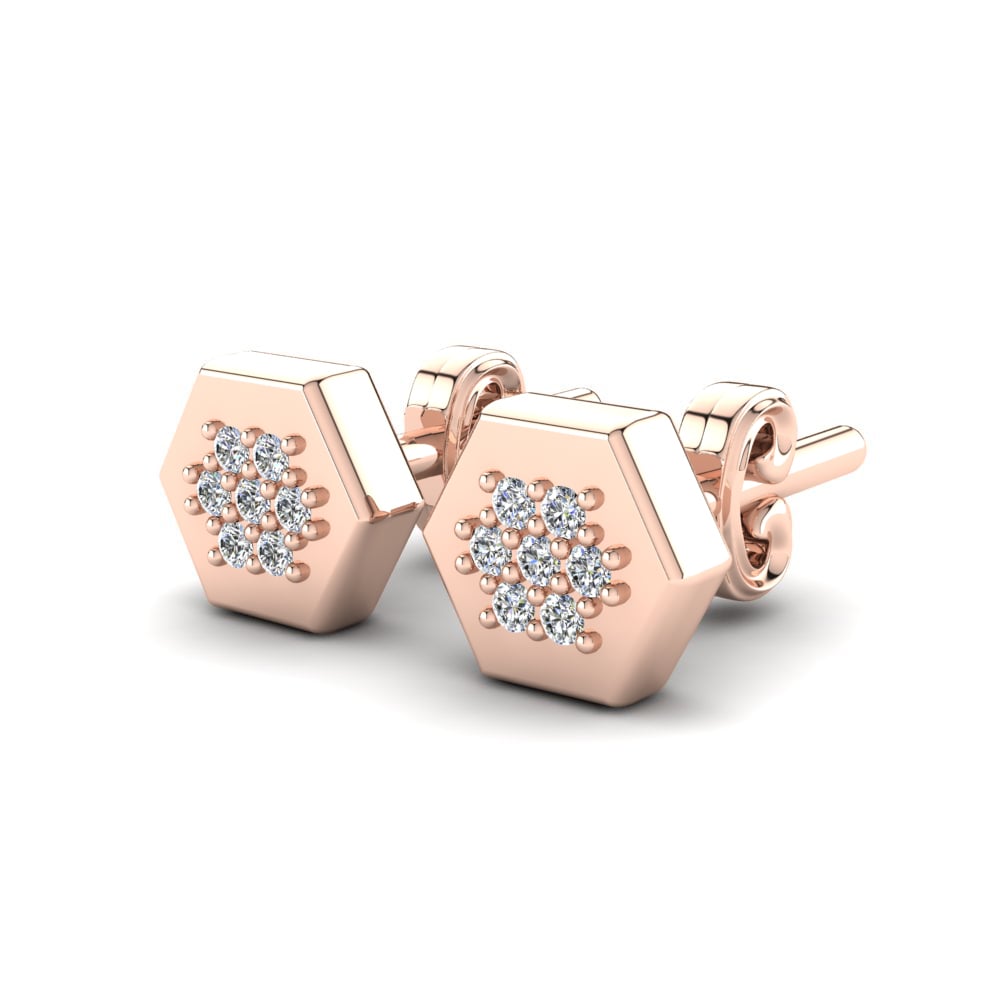 Or rose 14k Diamant De Synthèse Boucle d'oreille enfant Charmelle