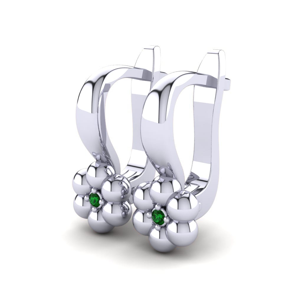 Or Blanc 14k Émeraude Boucle d'oreille enfant Chantis