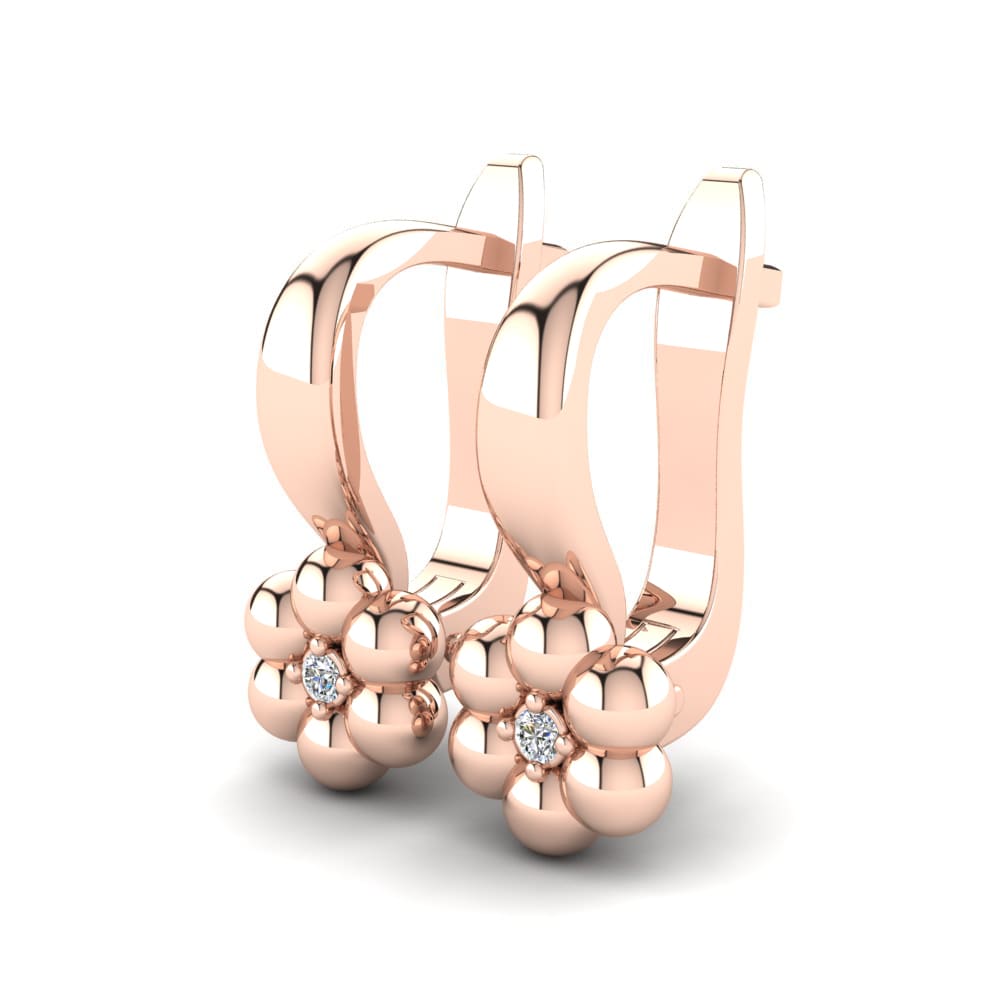 Or rose 14k Diamant De Synthèse Boucle d'oreille enfant Chantis