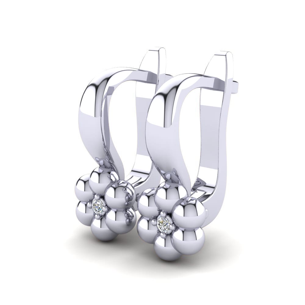 Or Blanc 14k Diamant De Synthèse Boucle d'oreille enfant Chantis