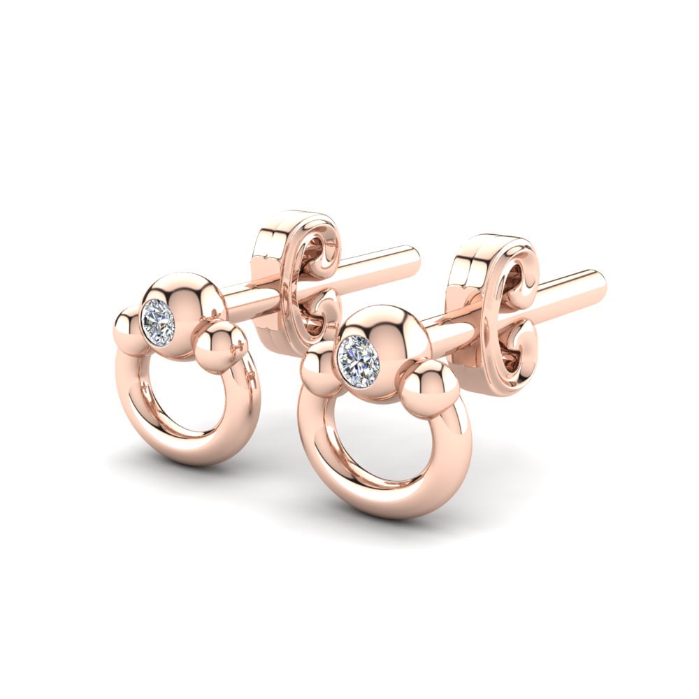 Or rose 14k Diamant De Synthèse Boucle d'oreille enfant Cerabella
