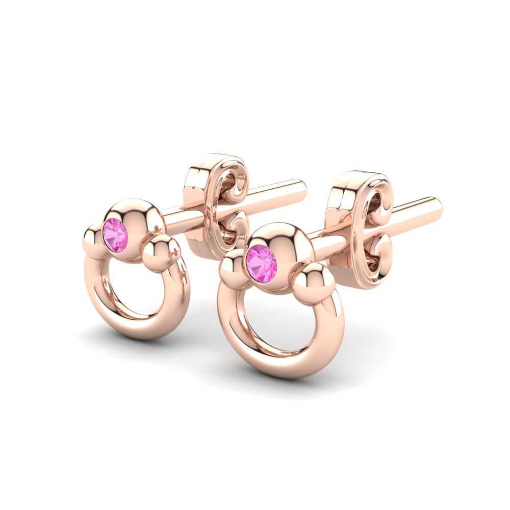 14k Rose Gold Pink Tourmaline Kid's Earring Cerabella