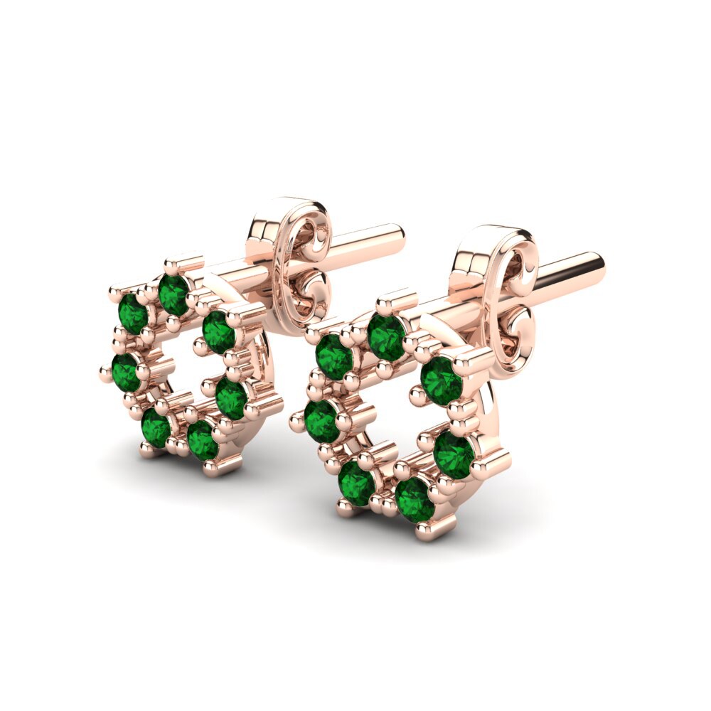 Or rose 14k Émeraude Boucle d'oreille enfant Cedella