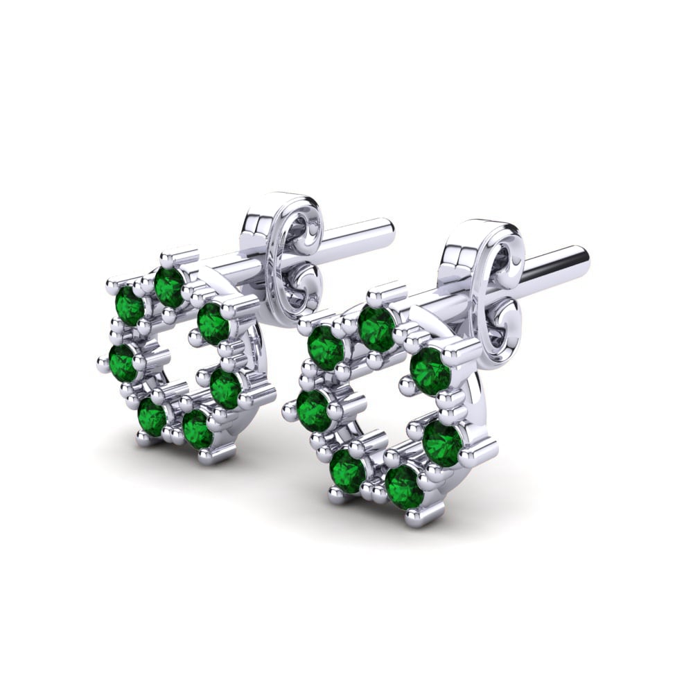 Or Blanc 14k Émeraude Boucle d'oreille enfant Cedella