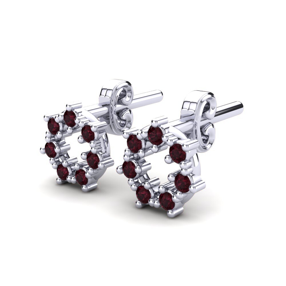 14k White Gold Garnet Kid's Earring Cedella