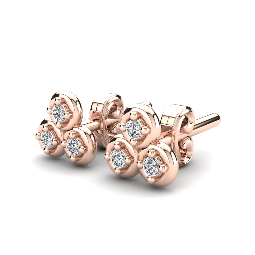 Or rose 14k Diamant De Synthèse Boucle d'oreille enfant Cattibrie