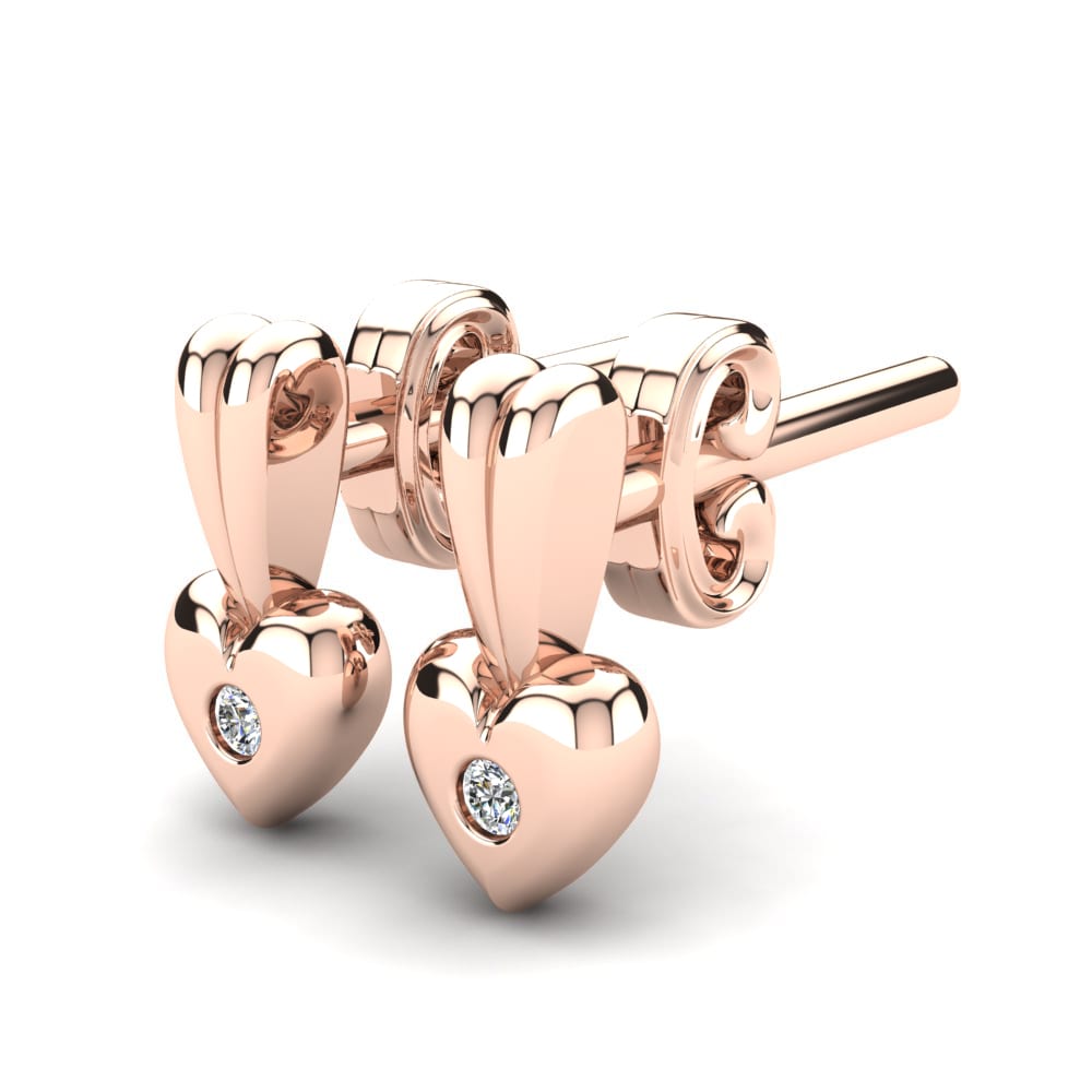 Or rose 14k Diamant De Synthèse Boucle d'oreille enfant Cacio