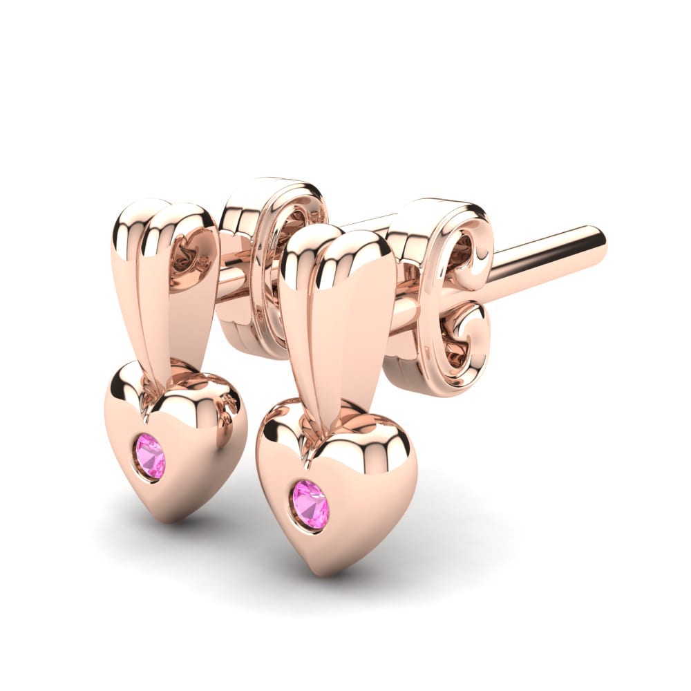 14k Rose Gold Pink Tourmaline Kid's Earring Cacio