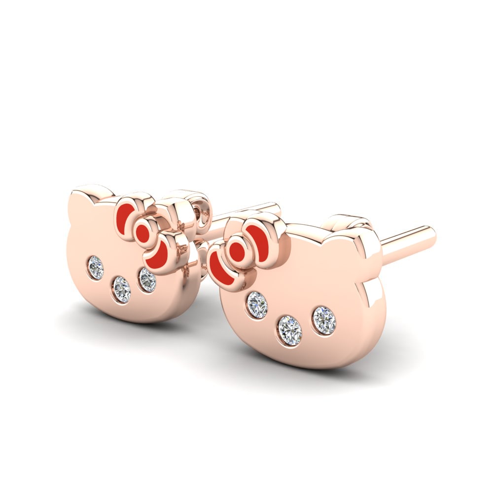 Or rose 14k Diamant De Synthèse Boucle d'oreille enfant Buffy