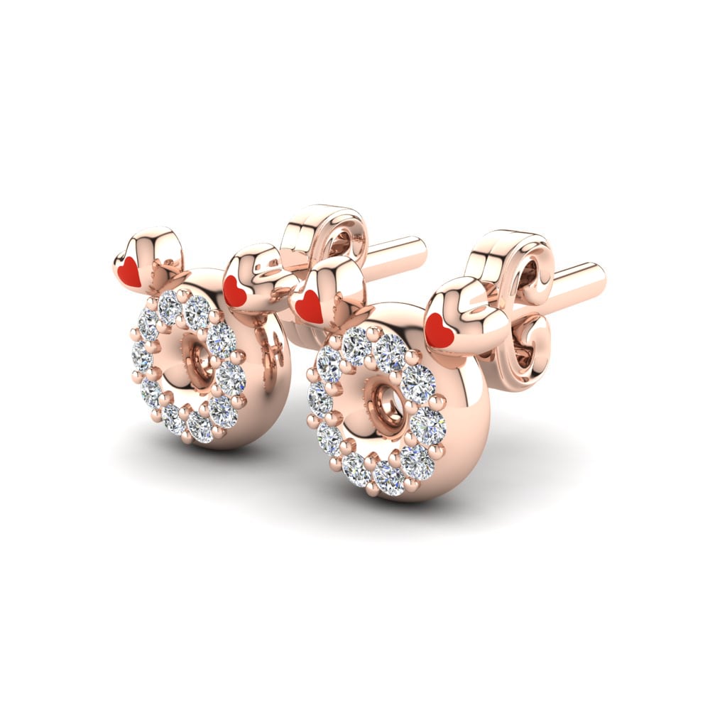 Or rose 14k Diamant De Synthèse Boucle d'oreille enfant Beel