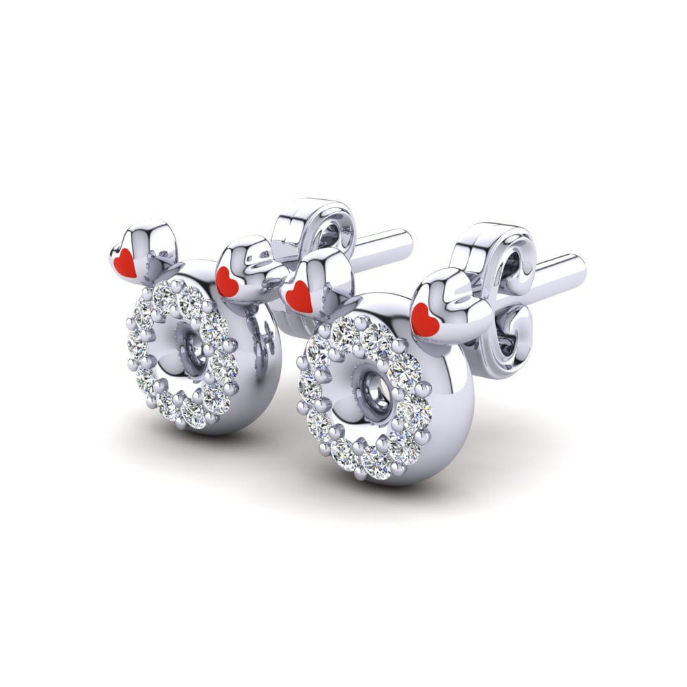 Or Blanc 14k Diamant De Synthèse Boucle d'oreille enfant Beel