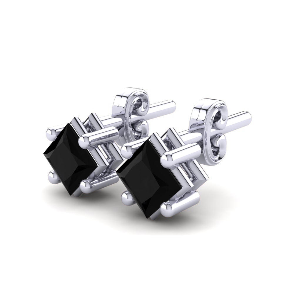 18k White Gold Black Sapphire Kid's Earring Beagle