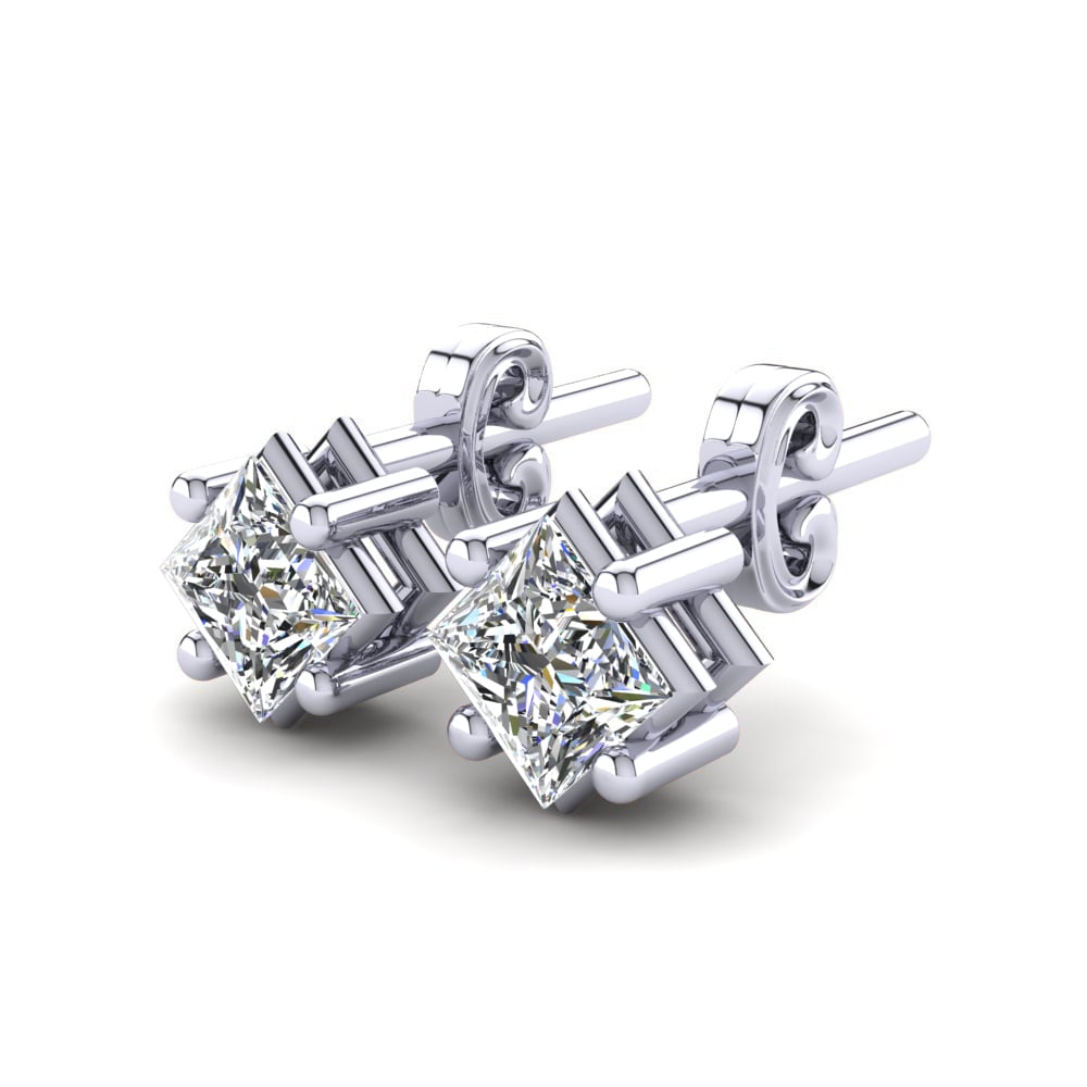 Or Blanc 9k Diamant De Synthèse Boucle d'oreille enfant Beagle
