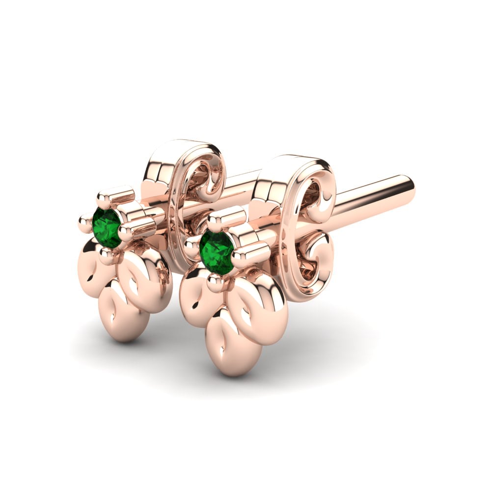 Or rose 14k Émeraude Boucle d'oreille enfant Barta