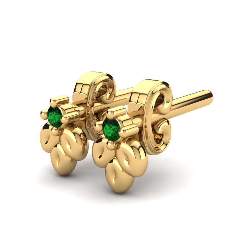 14ct Yellow Gold Emerald Kid's Earring Barta