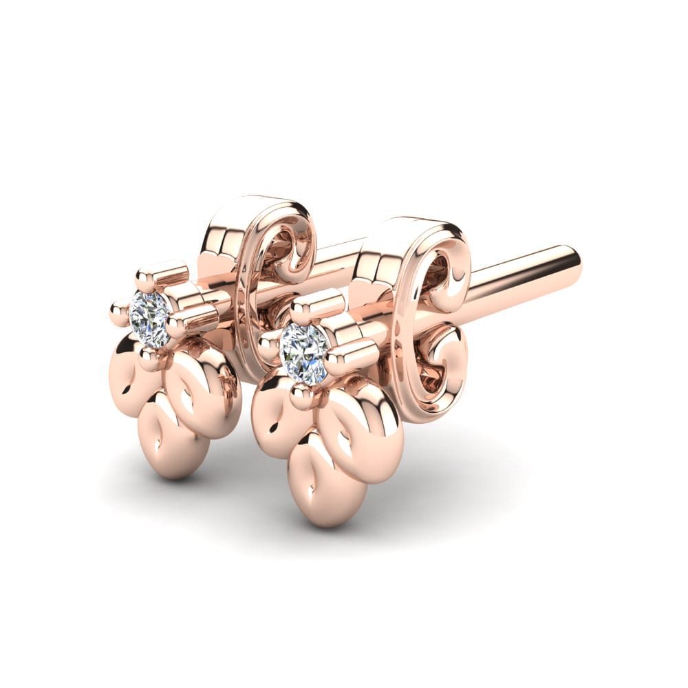 Or rose 14k Diamant De Synthèse Boucle d'oreille enfant Barta