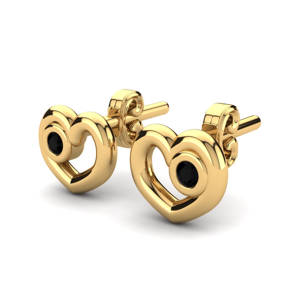 Or Jaune 14k Saphir noir Boucle d'oreille enfant Balmiris