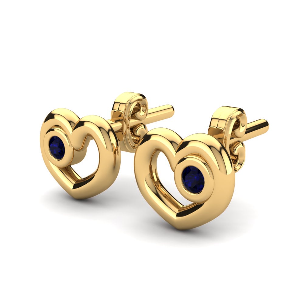18k Oro Amarillo Circonita Azul Oscuro Pendiente para Niño Balmiris
