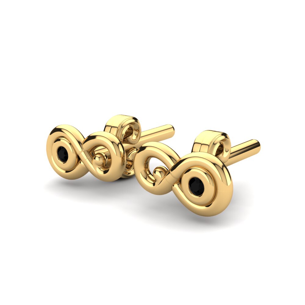 Or Jaune 14k Saphir noir Boucle d'oreille enfant Aranoia