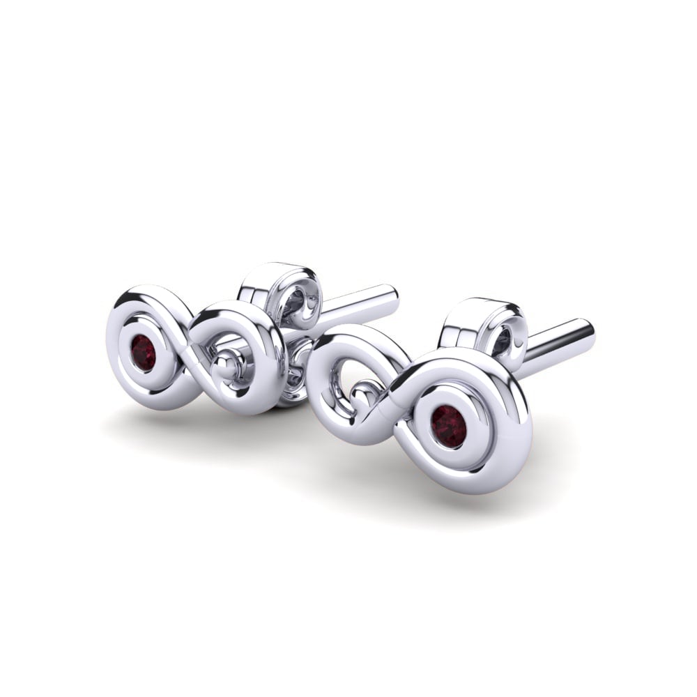14k White Gold Garnet Kid's Earring Aranoia