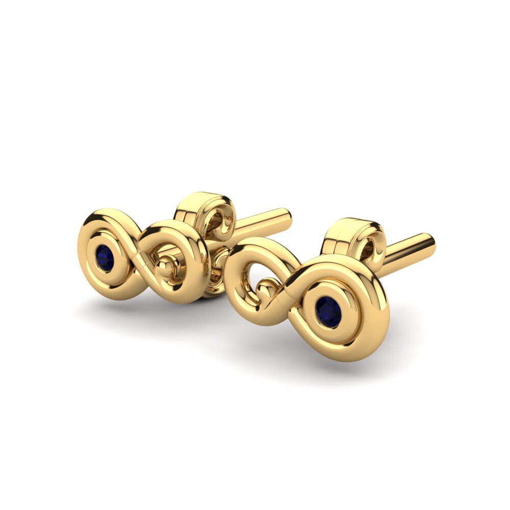 18k Oro Amarillo Circonita Azul Oscuro Pendiente para Niño Aranoia