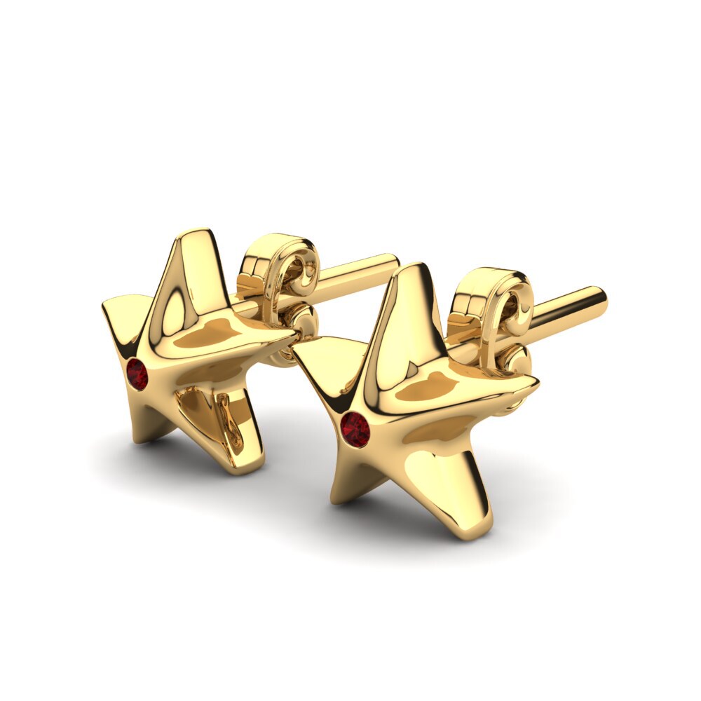 14ct Yellow Gold Ruby Kid's Earring Alyra