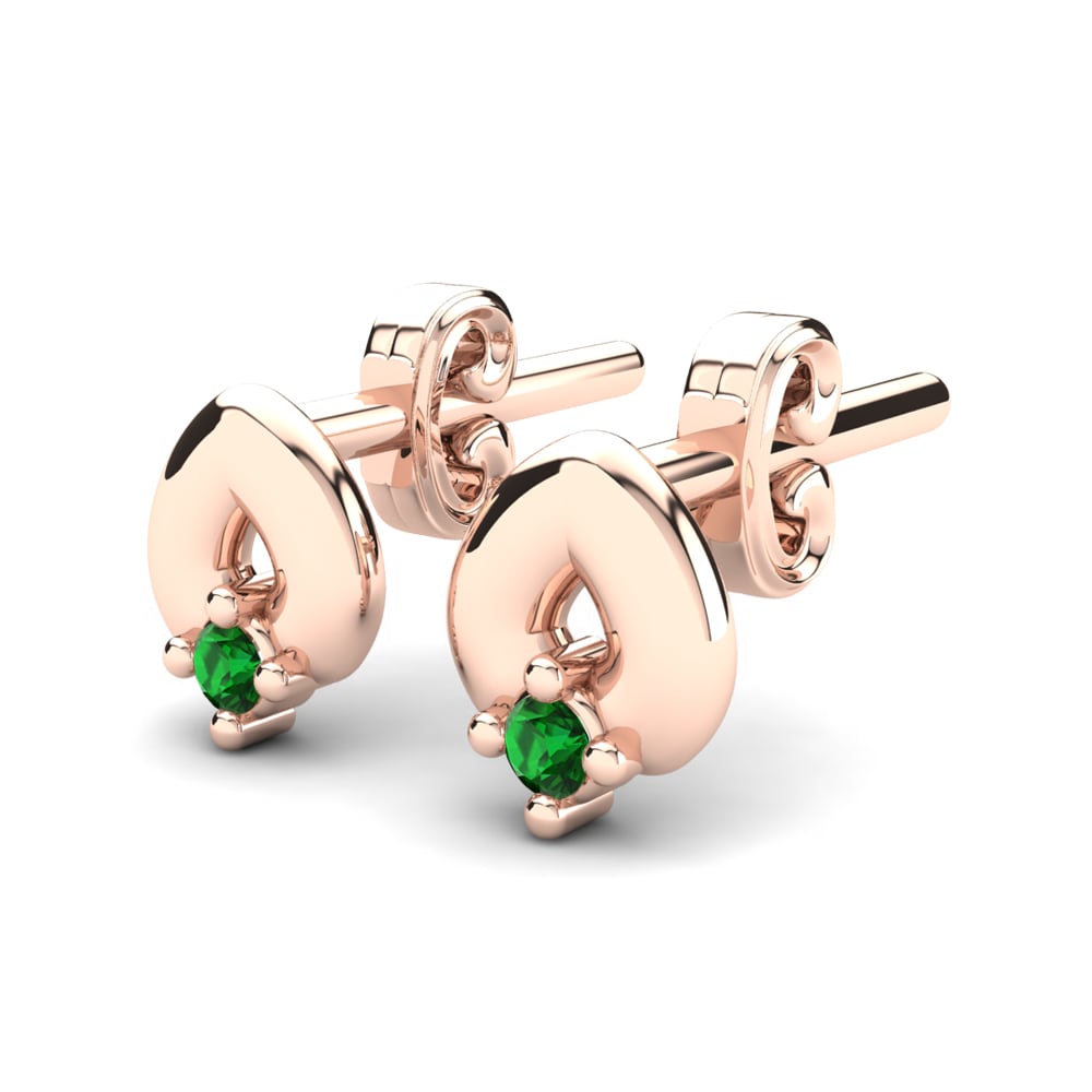 Or rose 14k Émeraude Boucle d'oreille enfant Deatta