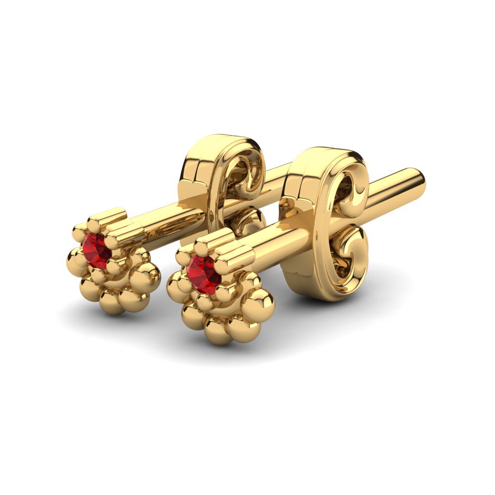 14ct Yellow Gold Ruby Kid's Earring Deambra