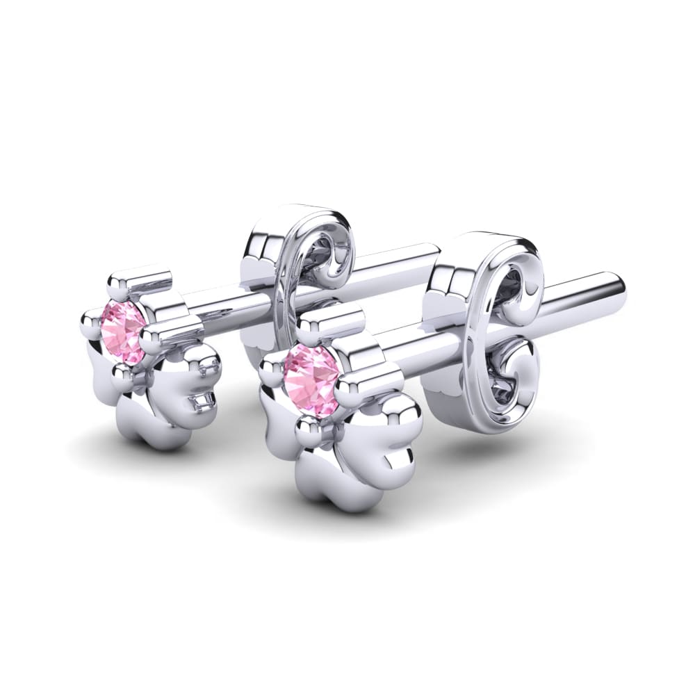 18k White Gold Pink Sapphire Kid's Earring Dazalyn