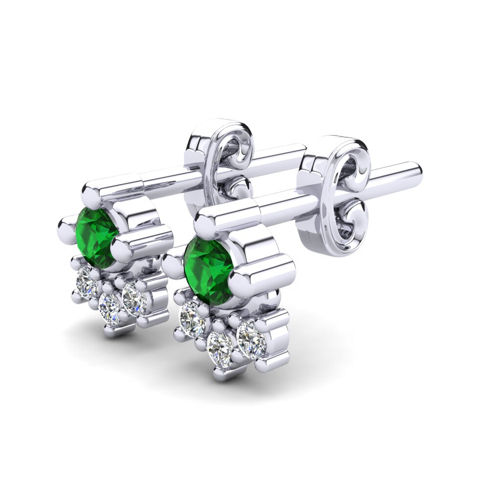 Or Blanc 14k Émeraude Boucle d'oreille enfant Davney