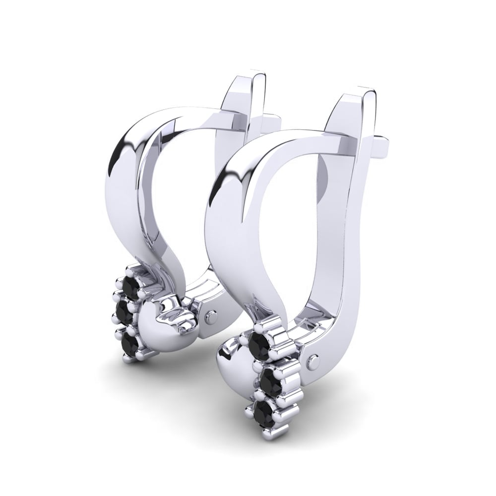 18k White Gold Black Diamond Kid's Earring Dasaly