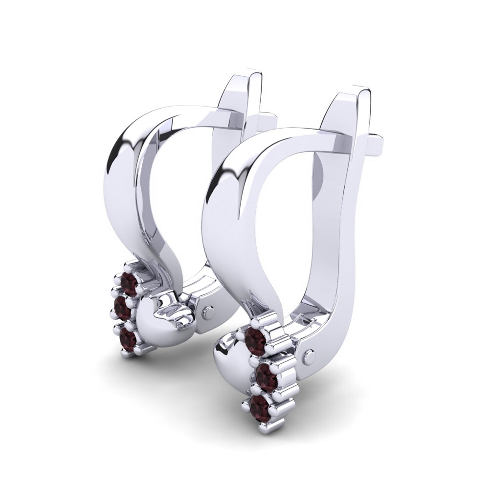 14k White Gold Garnet Kid's Earring Dasaly