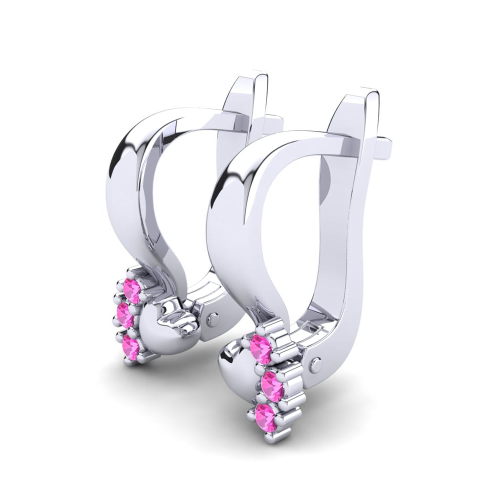 14k Oro Blanco Turmalina rosa Pendiente para Niño Dasaly
