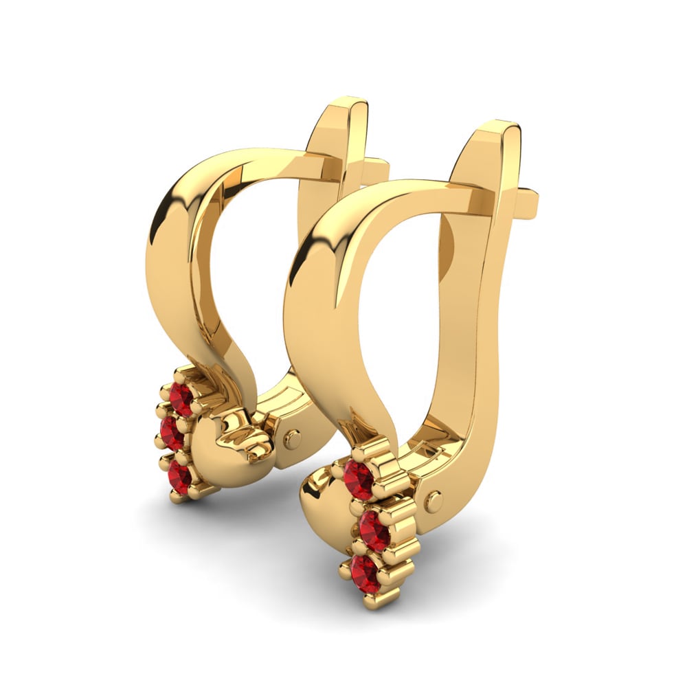 14ct Yellow Gold Ruby Kid's Earring Dasaly