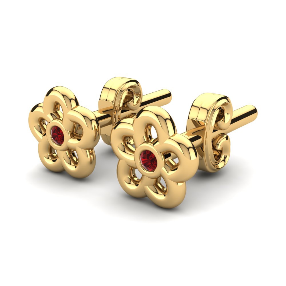 14ct Yellow Gold Ruby Kid's Earring Damilala