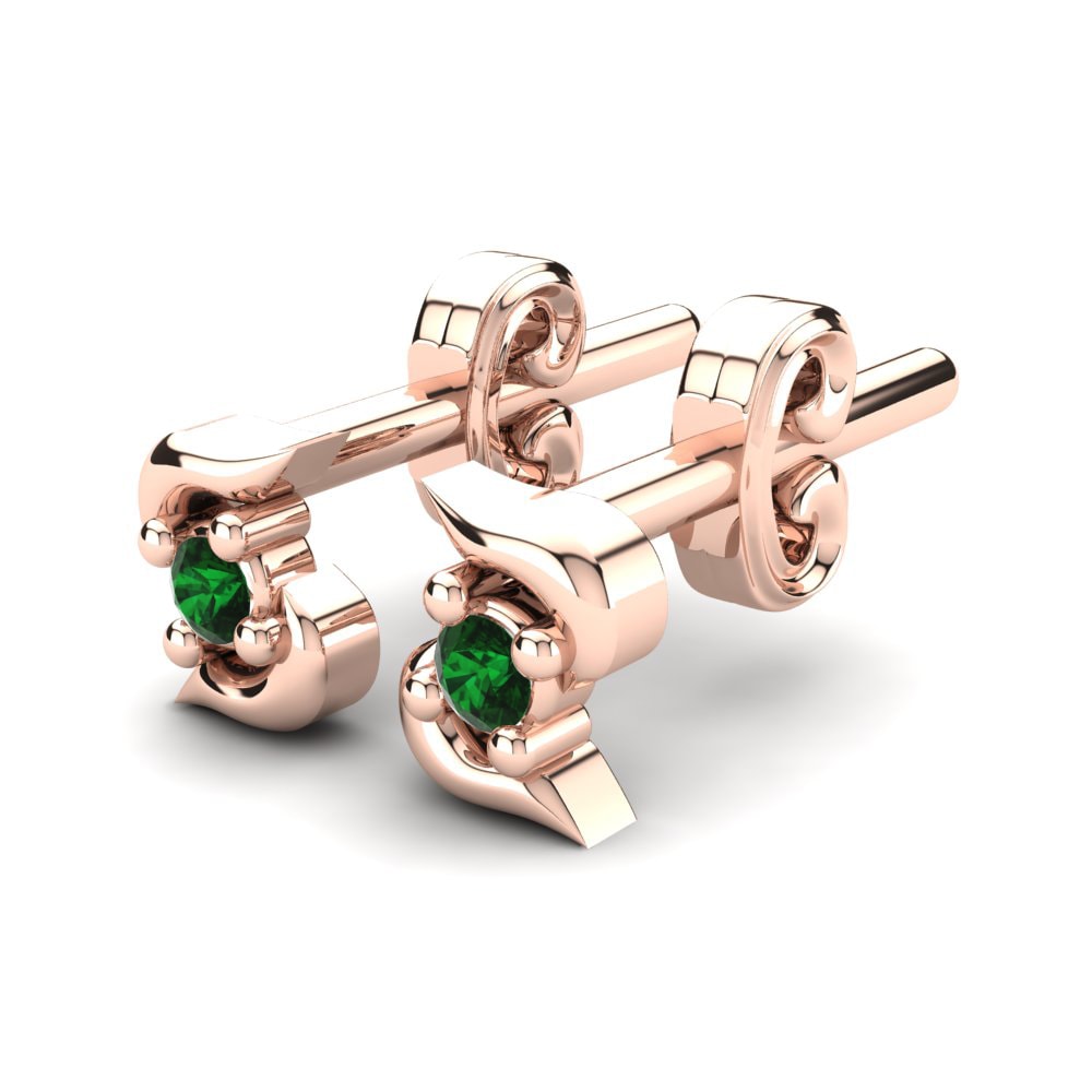 Or rose 14k Émeraude Boucle d'oreille enfant Damborg